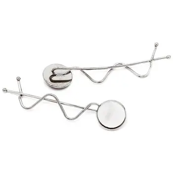 

20 pcs/lot White gold plated blank hairpin setting tray fit 14mm cabochon hair jewelry accessories, 67X15mm-10016503