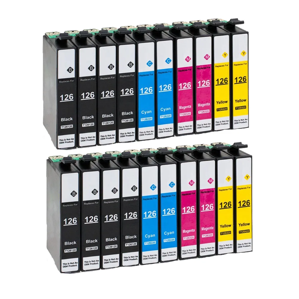 

20 шт., картриджи для принтера Epson Stylus NX330/126 430 520 / 60 / 435 / 545 / 630 / 633 / 635 / 645 / 840