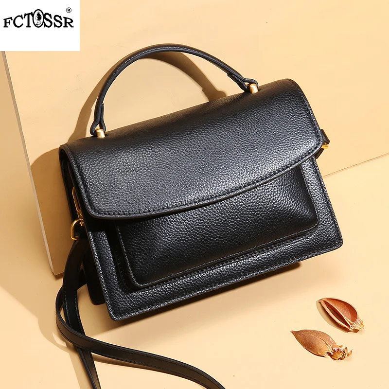 

Fashion Single Shoulder Bag Small Square Simple Women Crossbody Bag Handmade Leather Female Shoulder Top-handle Bag