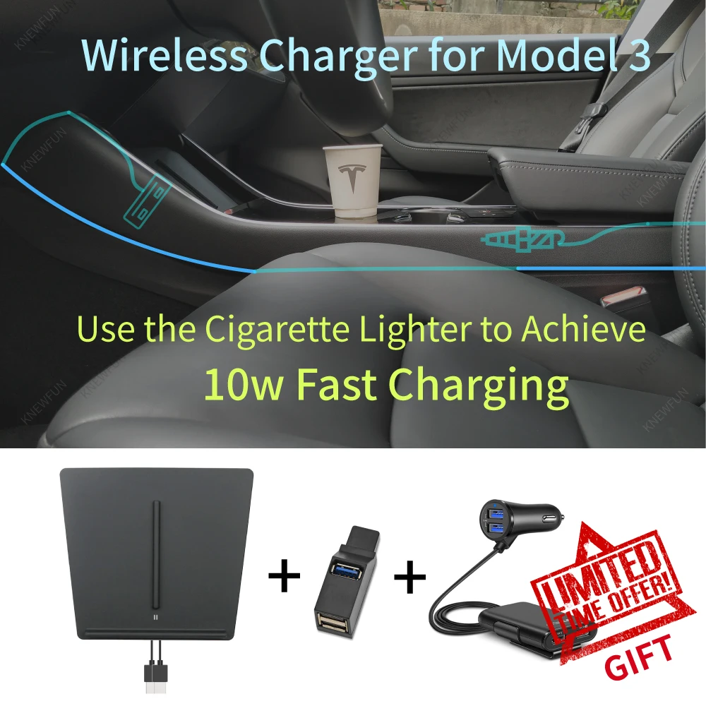  For Tesla Model 3 Y Mobile Phone Wireless Charging Pad Dock Accessories Center Console Charger Use 