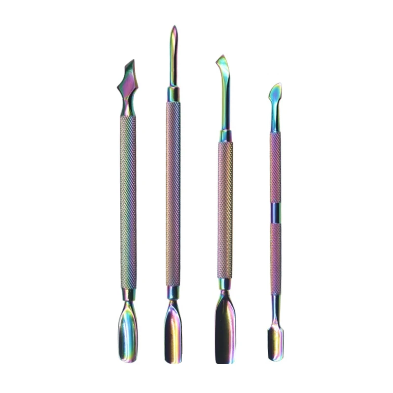 

1pcs Stainless steel metal bold steel Nail Cuticle Pusher Tweezer Rainbow Cutter Nippe Remover Tweezer Manicure Nail Art Tool