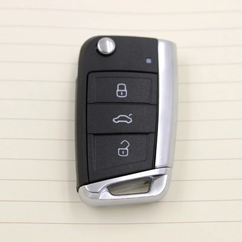 

Silver Metal Side Cover FOB Folding Key Case Shell W Blade Fit for VW Golf 7 MK7 Skoda