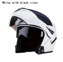 white Motorcycle Full Face Helmet Safe Flip Up Motorcycle Helmet With Inner Sun Visor Black Motorcycle Racing Off Road Helmet