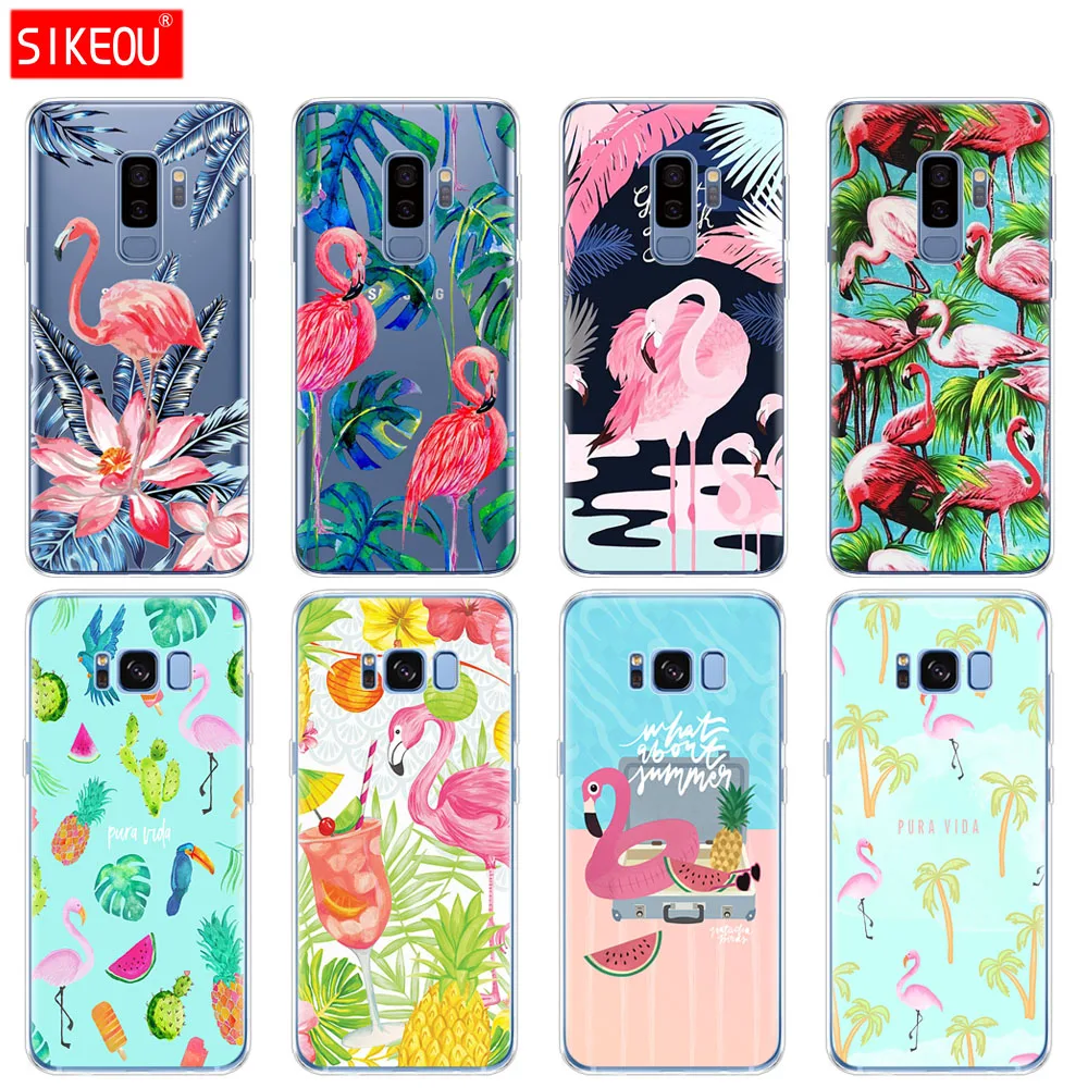 silicone case for Samsung Galaxy S9 S8 S7 S6 edge S5 S4 S3 PLUS phone cover Summer Flamingos Love | Мобильные телефоны и