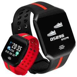 Пульсометр фитнес умные часы для мужчин для женщин квадратный циферблат светодио дный светодиодный сенсорный большой экран Smartwatch одежда