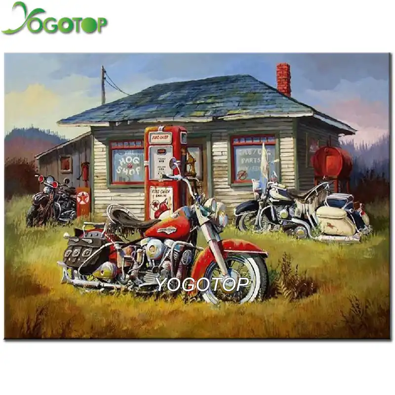 Yogotop 5d Diy Diamond Painting Cross Stitch Diamond Embroidery Full Square Drill Mosaic Art Motorcycle House Home Decor Qa541 Diamond Painting Cross Stitch Aliexpress