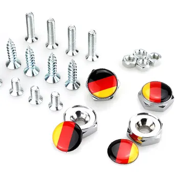 

Germany Flag Emblem Car License Plate Frame Bolts Screws For Volkswagen Mercedes Audi Ford BMW Opel Skoda Honda Renault Hyundai