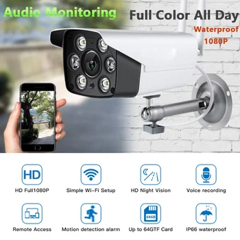 

Full Color Outdoor IP Wireless Camera With Audio Motion 1080P Metal Security Waterproof IP Wifi Camera Video Surveillance