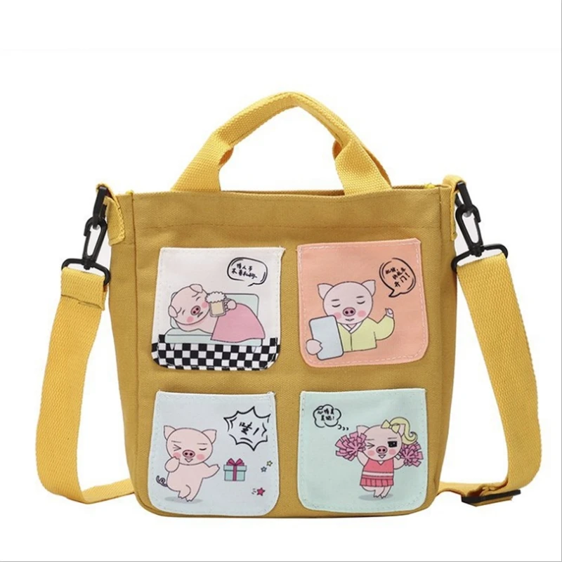 

Cartoon Pig Tote Girl Shoulder Bags For Women Cute Mini Canvas Bag Ladies Handbags Crossbody Bag Women Pouch