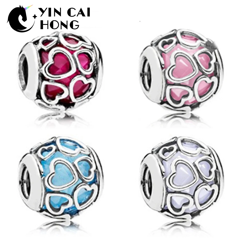 

YCH 2017 New Spring 925 Sterling Silver Love bead Multicolor Charm Bracele Necklace Charm Pendant DIY Jewelry Manufacturing