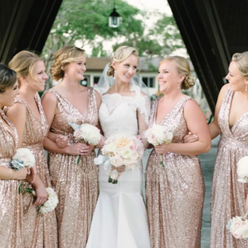 Gold Wedding Prom Long Gowns Plus Size Elegant Champagne Rose Gold Wedding Prom Long Gowns Plus Size Elegant Champagne Rose Bridesmaid Dress 2016 Sequins Bling Dresses In From