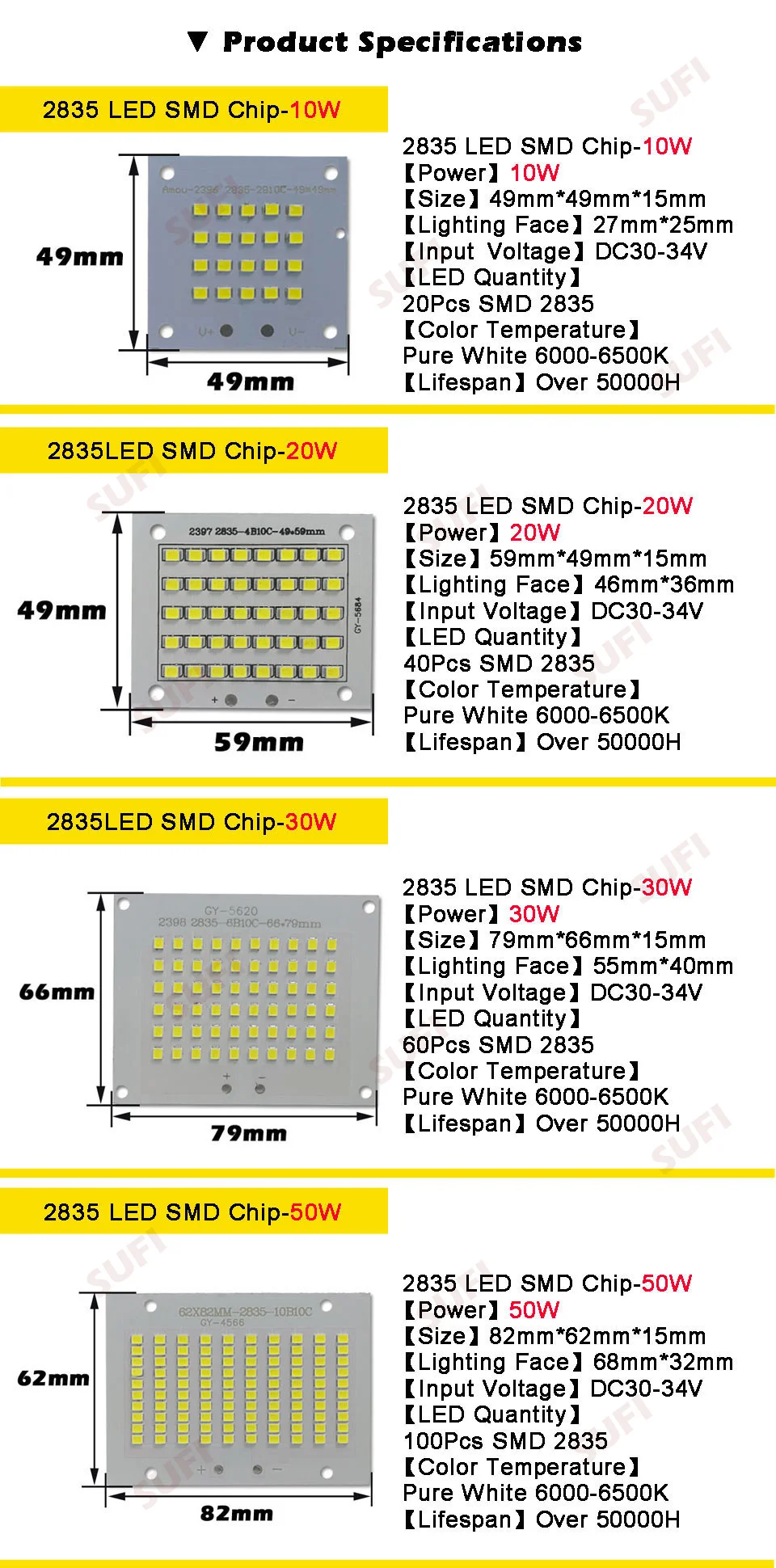 100% Полный прожектор со светодиодным модулем печатной платы 10 W 20 W 30 W 50 W SMD2835 светодиодный светильник СВЕТОДИОДНЫЙ печатной платы Алюминий