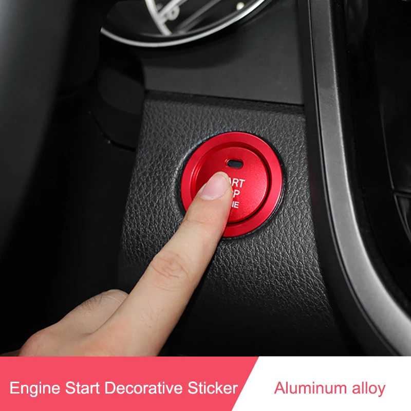 

QHCP 2Pcs Aluminum Alloy Engine Start Stop Button Sticker Cap Trim Cover Car Styling Internal Accessories For Toyota Camry 2018