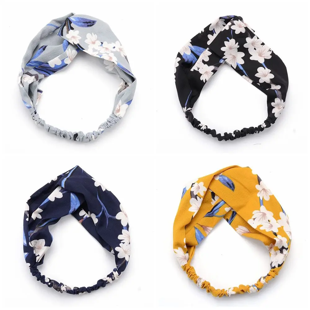 

New Top Knot Turban Headband Floral Elastic Hairband Head Hoop Striped Hair Accessories for Women Girl Twisted Knotted Head Wrap