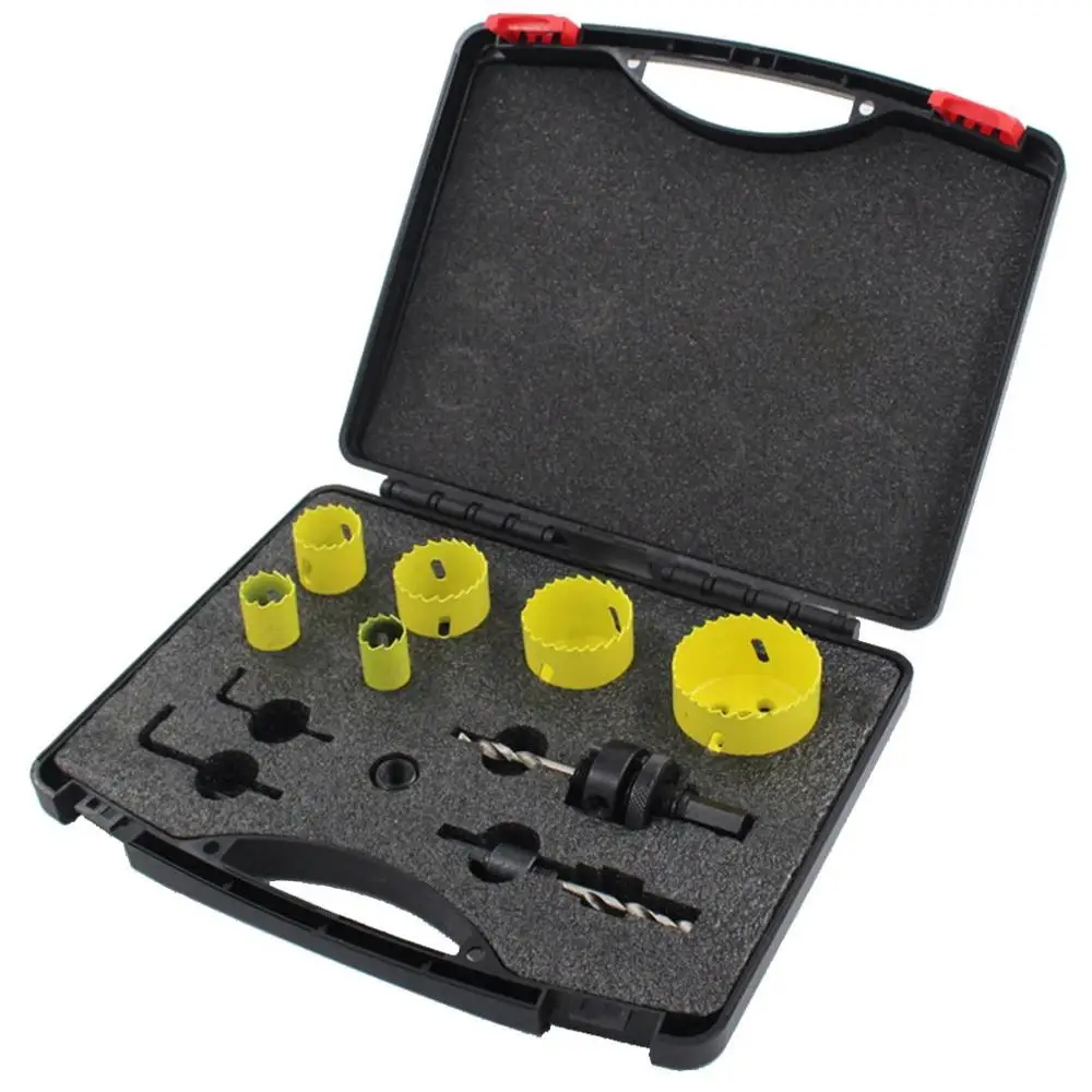 

M42 Bimetal Hole Opener Hole Set Gypsum Board Pvc Plastic Downlight Woodworking Hole Opener Set 9Pc