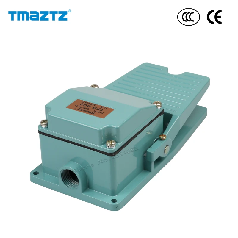 

15A 250VAC nonslip foot metal pedal switch large foot switch momentary electric power push button switch TFS-402 cable gland