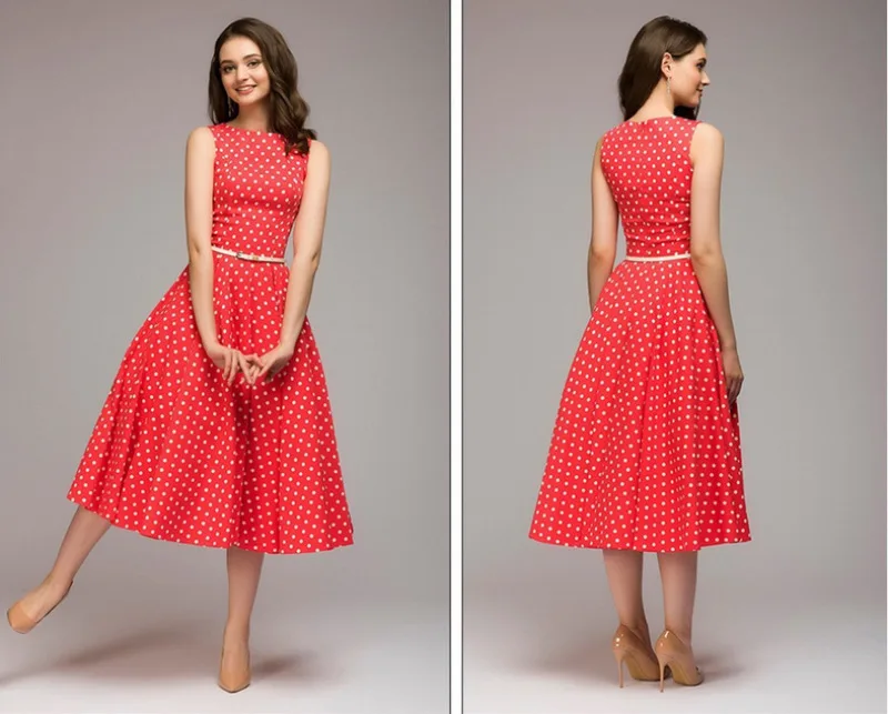womens red and white polka dot dress