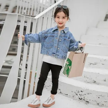 

New Arrivals Kids Clothes Autumn Girls Denim Jackets Spring Cute Toddler Baby Girl Coat For Kids 3T-13 Years Children Clothing