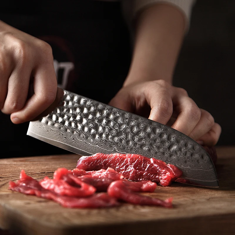 HEZHEN 7 ''нож Santoku 67 слоев дамасской стали кухонные инструменты Кливер нарезки Япония Santoku эргономичное оборудование кухонные ножи