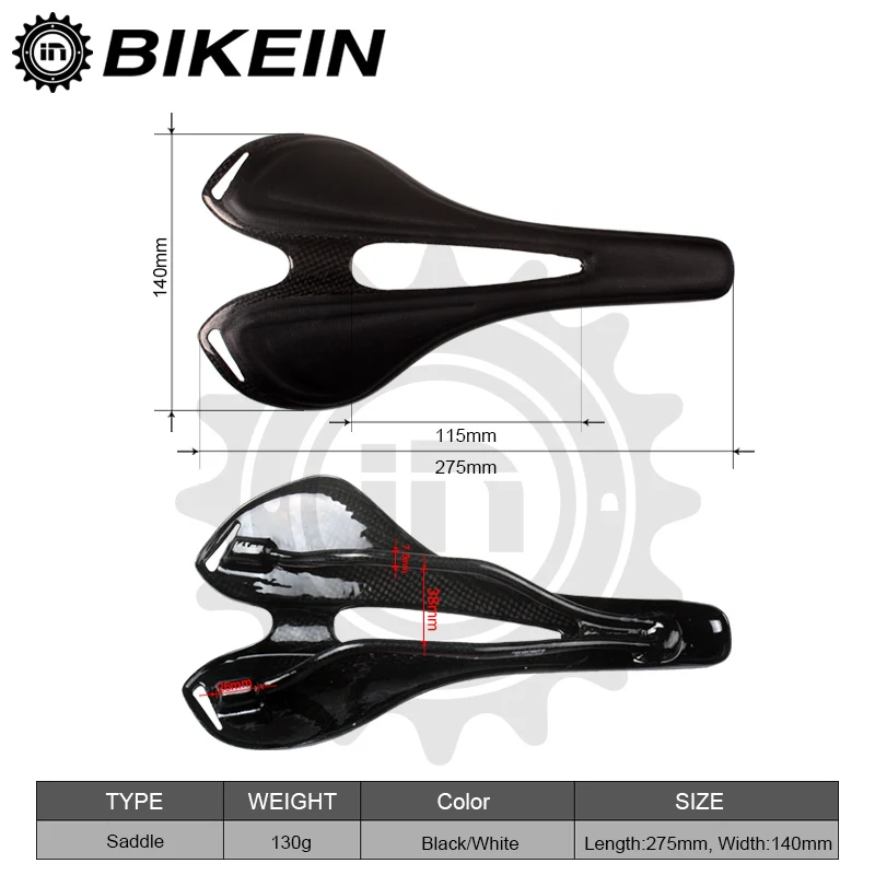 Bikein высокое качество 3 К Карбон + кожаный дорожный Велосипедное седло Велоспорт