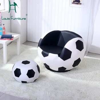 

European style football sharp sofa with pedal solo countryside living room furniture comfortable for children relaxing stool