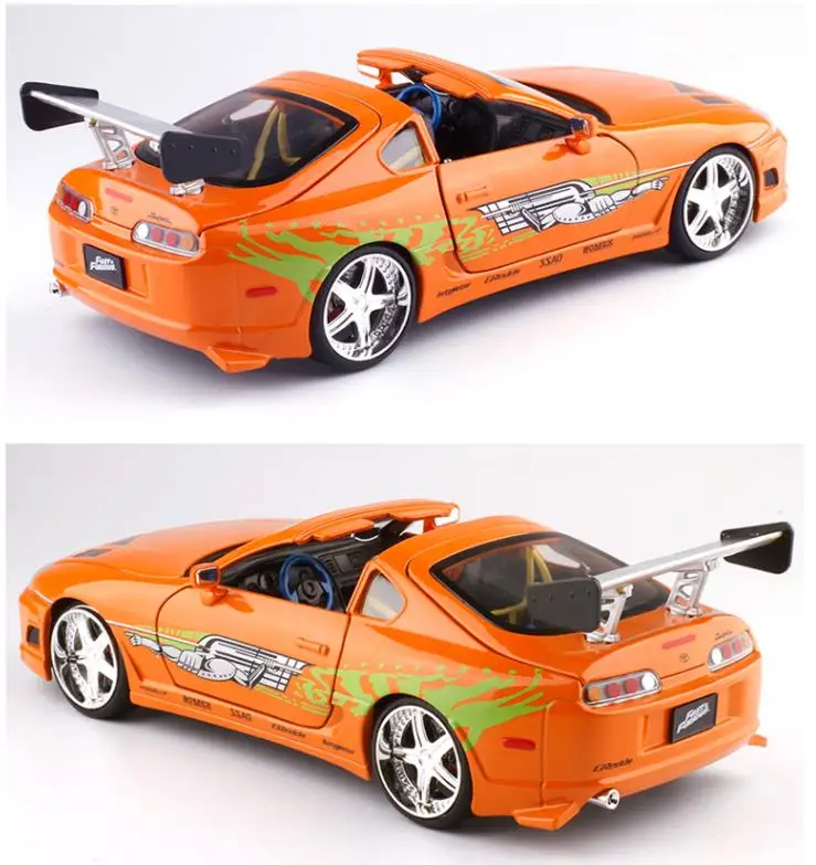 Высокая имитация Toyota выше orange 1995 спортивный автомобиль 1:24 передовая модель