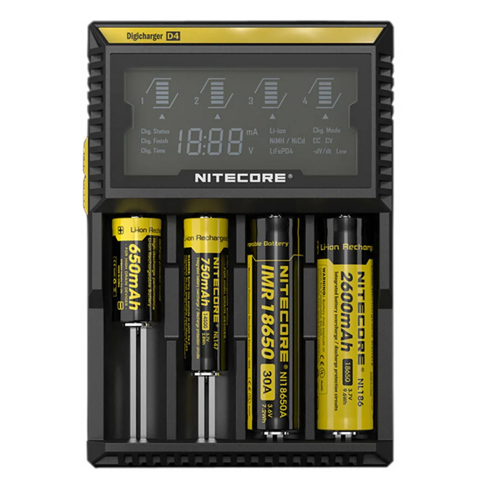Super quick battery charger Nitecore D4 with LCD display for 4pcs AA