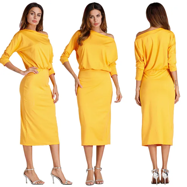 Sexy Party Spring Summer Dress Women Elegant One Shoulder Bodycon Dress