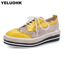 Кожаные туфли на шнуровке; женская дышащая обувь на плоской подошве с квадратным носком; обувь ручной работы; женская летняя обувь на платформе; большие размеры