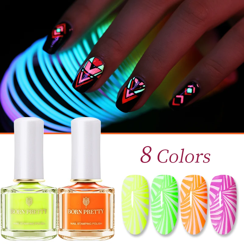 

BORN PRETTY Glow in UV Light Nail Polish Neon Stamping Polish Fluorescence Nail Art Stamping Lacquer for Nail DIY Stamping Plate