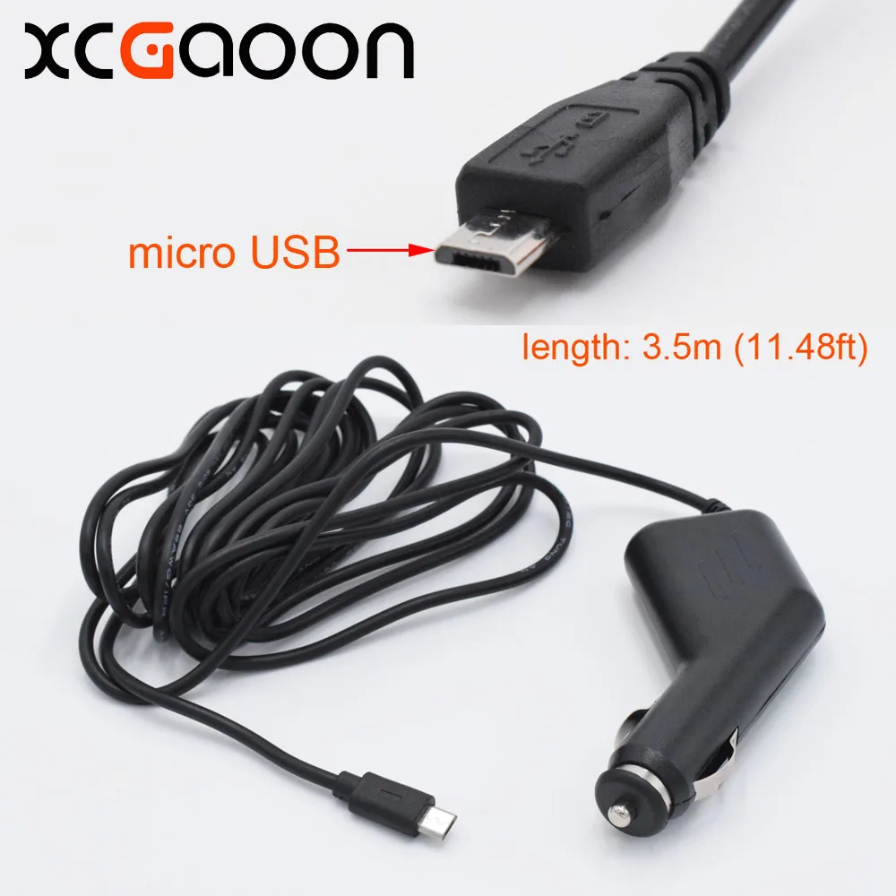 XCGaoon 5V 2A Micro USB Автомобильное зарядное устройство для автомобиля dvr камера/смартфон мобильный/gps подходит для автомобиля 12V 24 V, длина кабеля 3,5 м