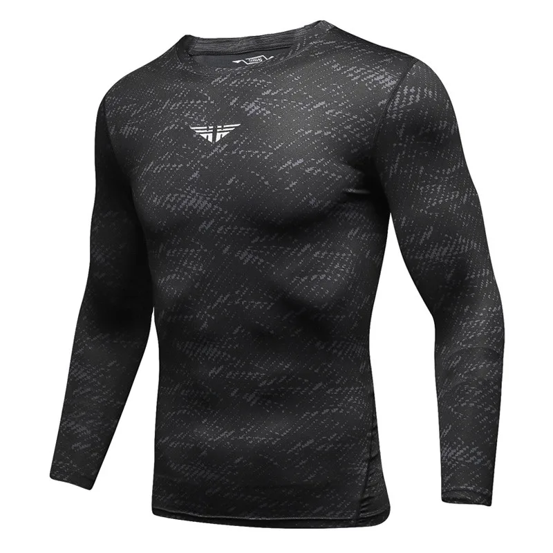 

Black Men Running Long Sleeve T Shirt Gym Compression Workout Fitness Tight T-Shirt Fitness Tee Quick-dry BreathableSlim T-shirt