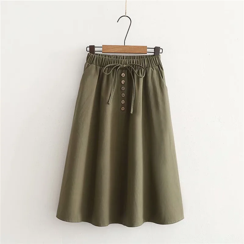 Gladiolus Harajuku Skirts Womens High Waist Button Pockets Tunic Gray Black Pink Midi Women Summer Skirt Faldas mujer moda 2019 (16)