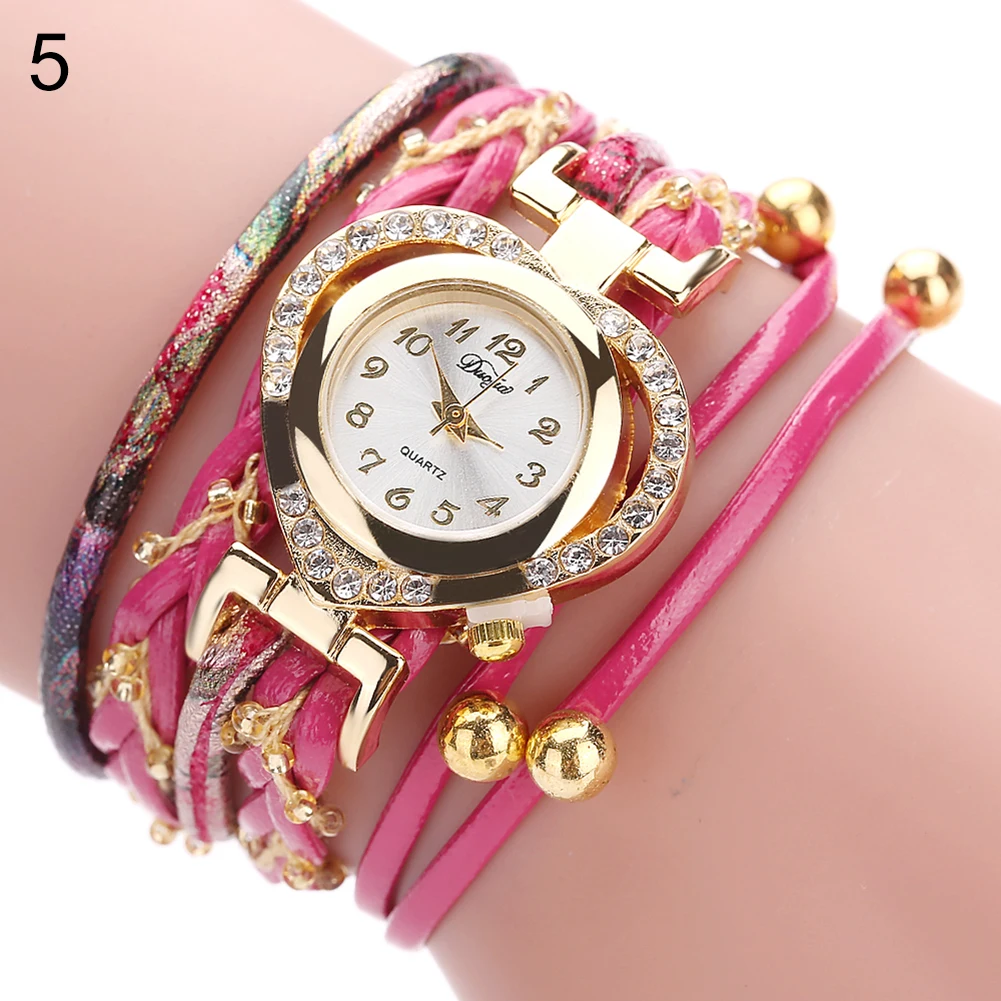

Creative Love Heart Round Dial Multi-Layer Band Quartz Analog Bracelet Wrist Watch