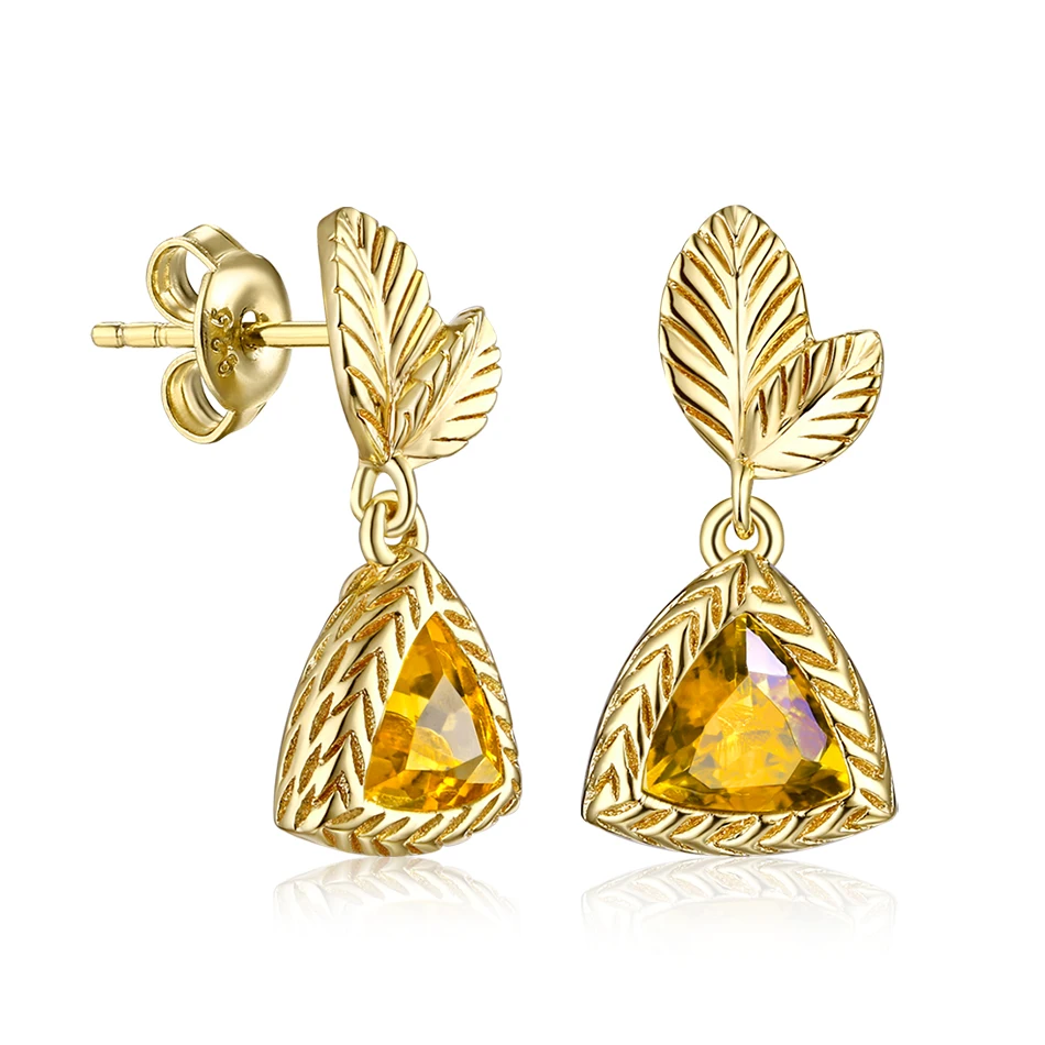 ALLNOEL 925 Sterling Silver Drop Earrings For Women Gold Color Gemstone Citrine Earings Drop Earings Ear Drop Jewelry 2019 (2)