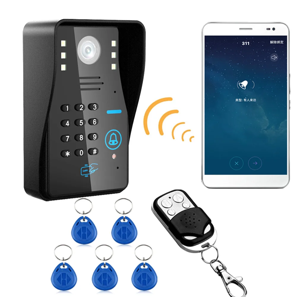 Беспроводной дверной звонок IP WIFI RFID пароль видео домофон система ночного видения