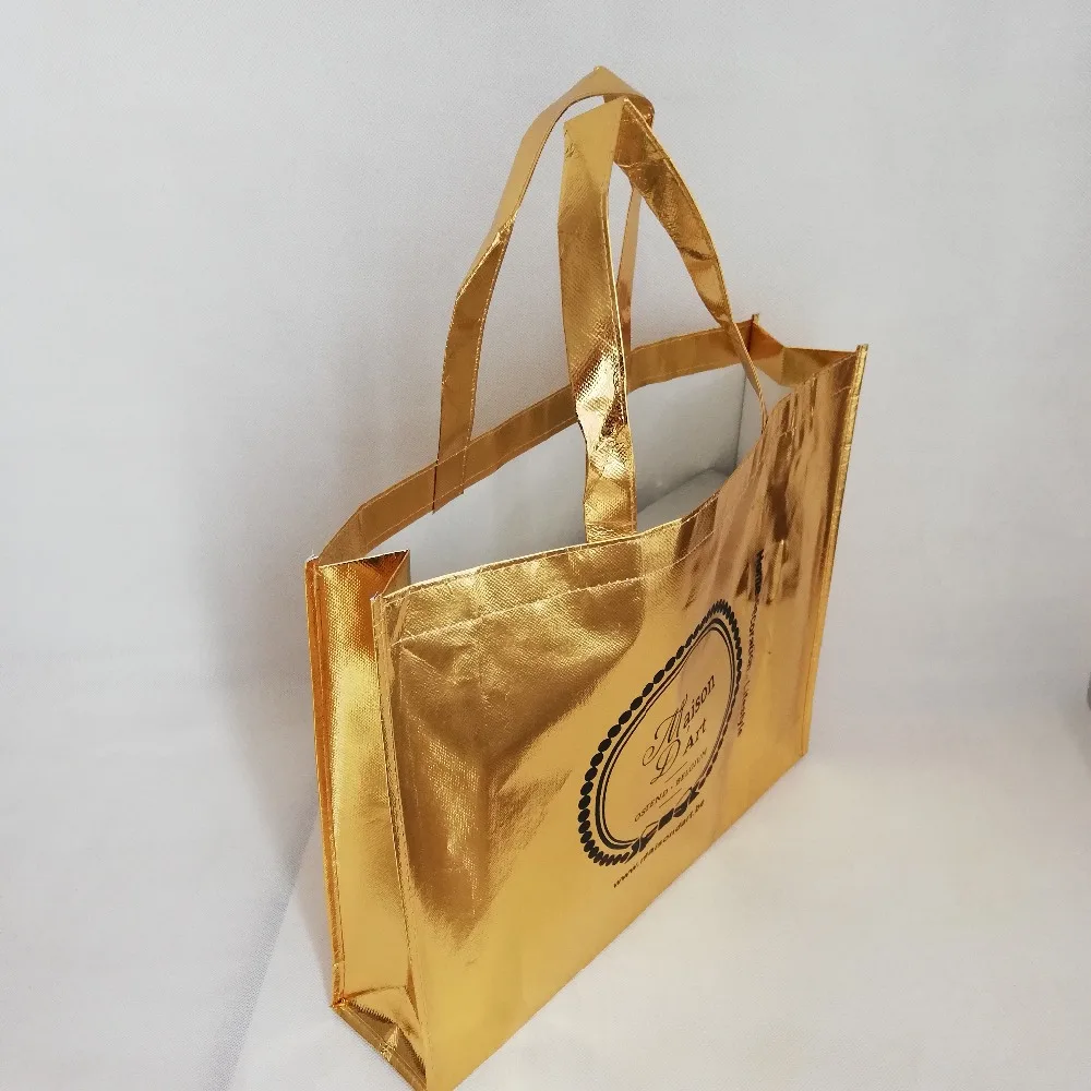 500 шт./лот 30Hx40x10cm многоразовые металлические нетканые сумки для покупок с логотипом под заказ, лазерное ламинирование для одежды и обуви
