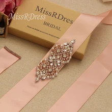 MissRDress элегантный жемчуг свадебный пояс розовое золото Лента Свадебная со стразами пояс невесты для свадьбы платья JK932