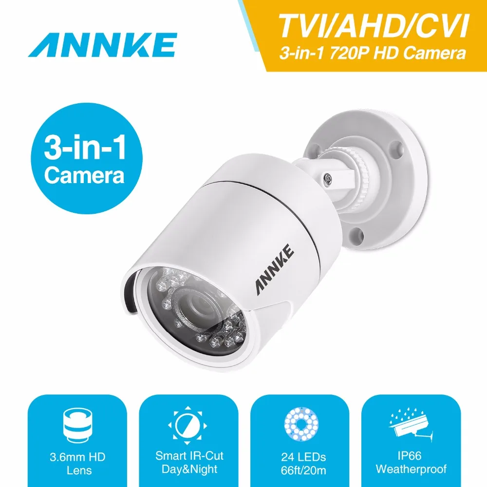 ANNKE Security Camera 720P HD 3 in 1 TVI AHD CVI Bullet IP66 weatherproof Indoor font