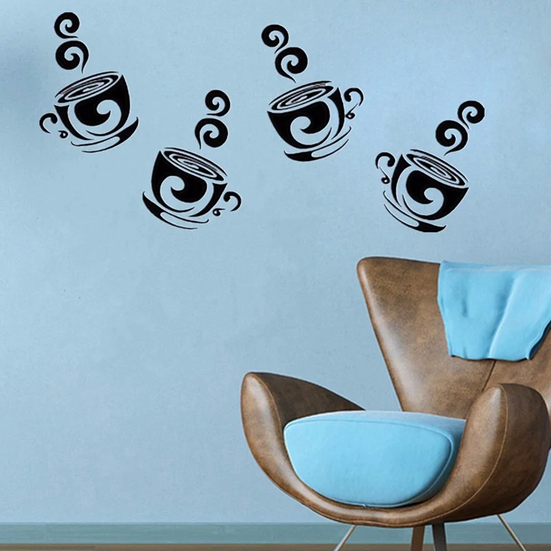 Top Selling DIY Coffee Tea Cups Wall Window Stickers Decal Home Restaurant Office Kitchen Cafe Pantry Decor