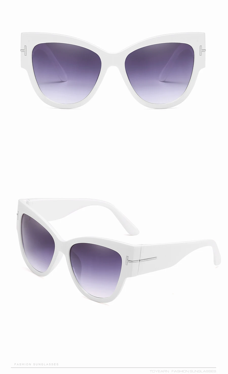 TOYEARN, модные сексуальные женские солнцезащитные очки "кошачий глаз", женские винтажные брендовые большие солнцезащитные очки с Т-образной оправой, градиентные солнцезащитные очки для женщин UV400