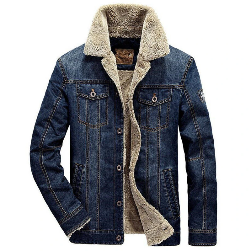 Зимние теплые джинсовые куртки для мужчин, Повседневная Военная куртка-бомбер, Ретро стиль, меховой воротник, толстая парка, пальто, мужская верхняя одежда, Ковбойские Джинсы 6XL
