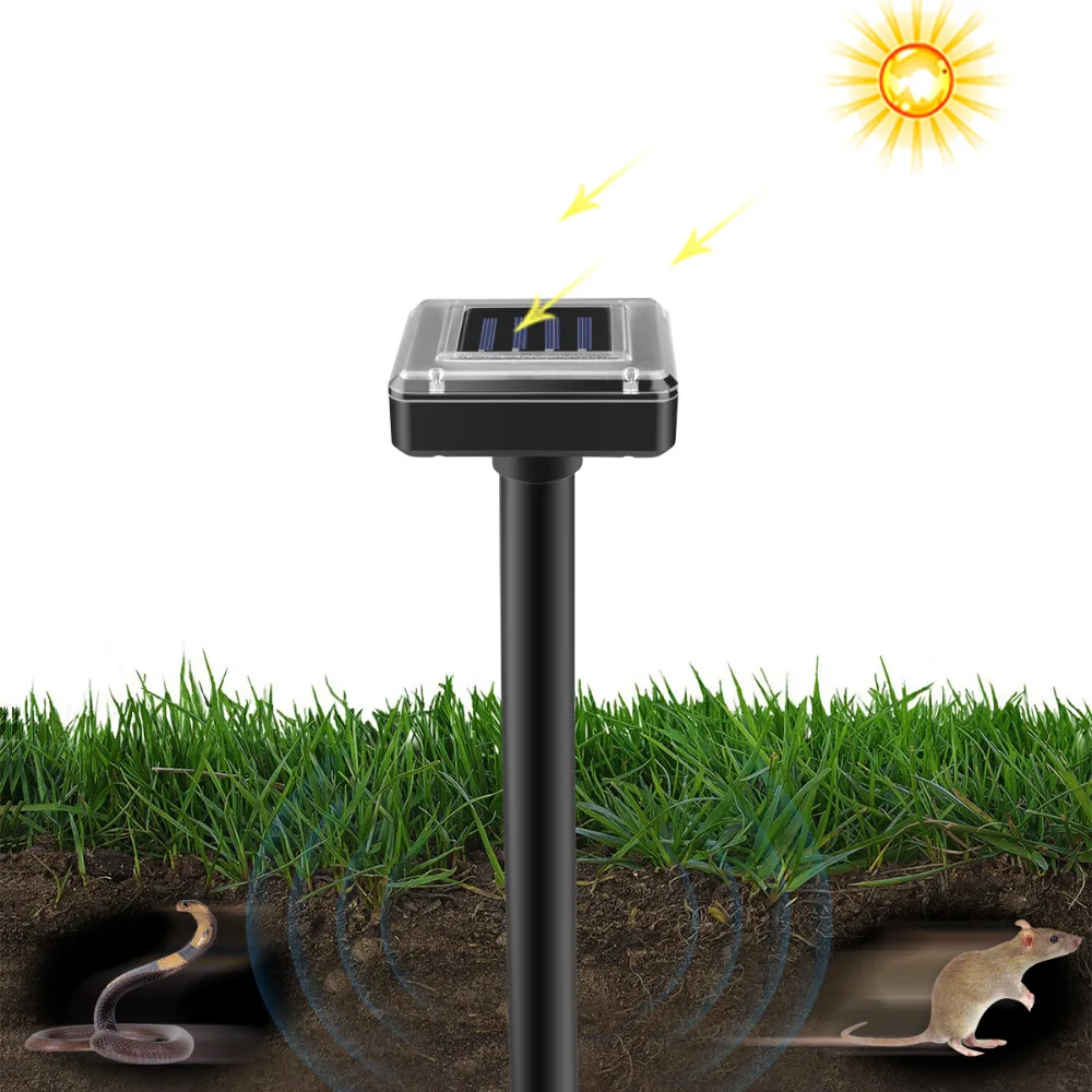 

Outdoor Garden Snakes Mouse Repellent Solar Power Waterproof Ultrasonic Mice Pest Reject Mole Repeller Control Garden Yard