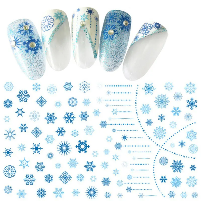 

3D Christmas Snow Flower Nail Stickers Full Wraps Water Transfer Sticker Nail Art Decals Manicure Styling Tools 12 style
