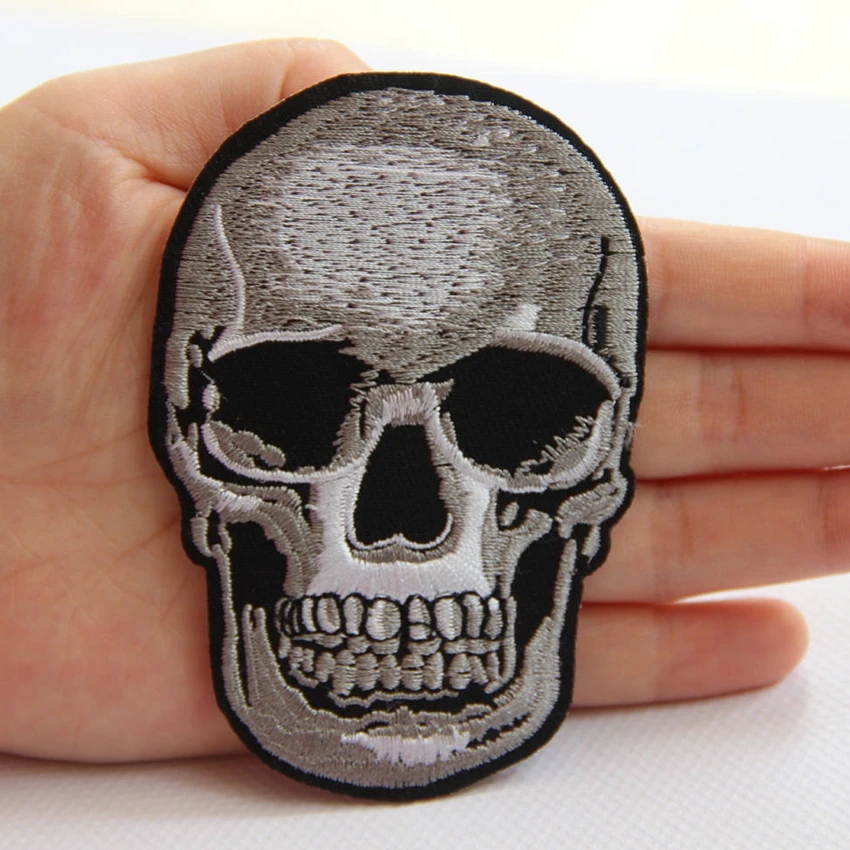

Skull Ghost Biker Embroidered Applique Iron on Patch Sewing Applique Badge Clothes Patches Stickers Apparel Craft Accessories