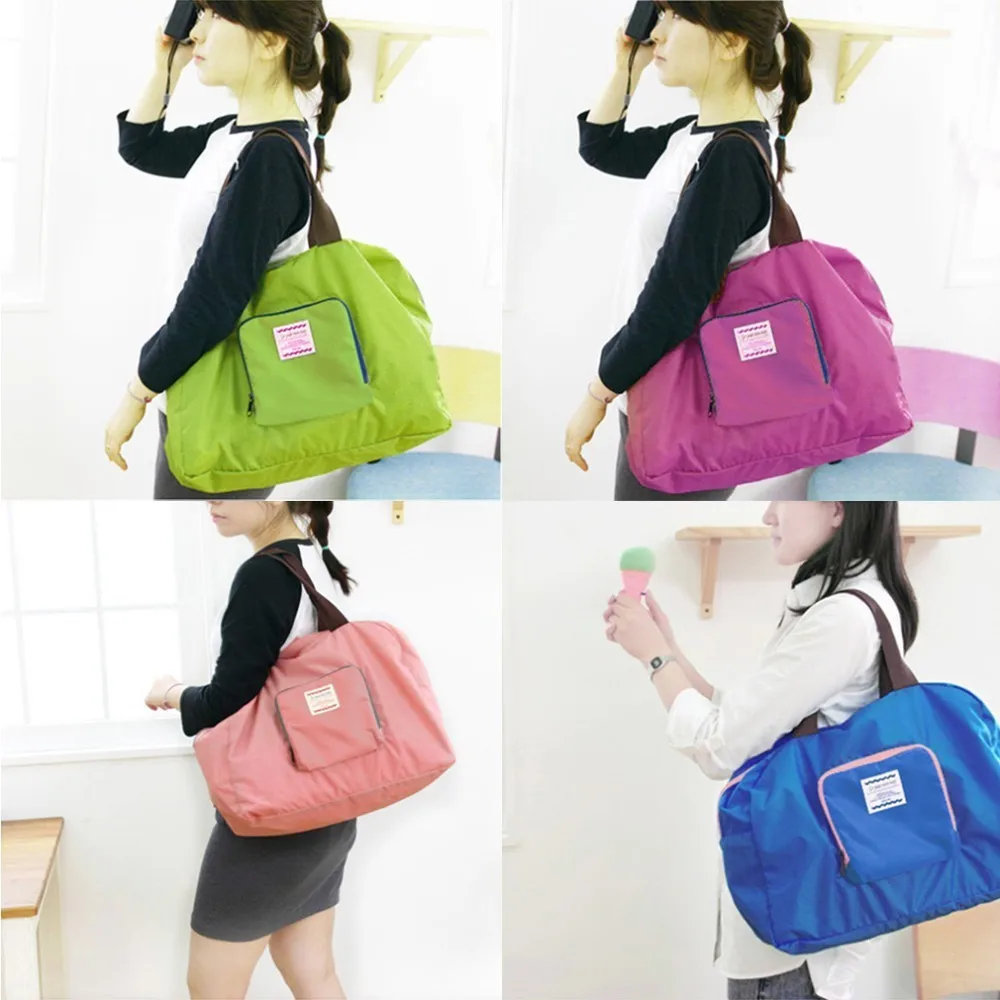 

Folding Waterproof Shoulder Bag Reusable Shopping Handbag Multifunctional Travel Pouch Durable Outdoor Tote
