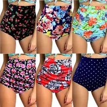 Hirigin, пляжные шорты для женщин, Ретро стиль, цветочный принт, высокая талия, купальник, низ, бикини, низ, купальник для купания, женская пляжная одежда