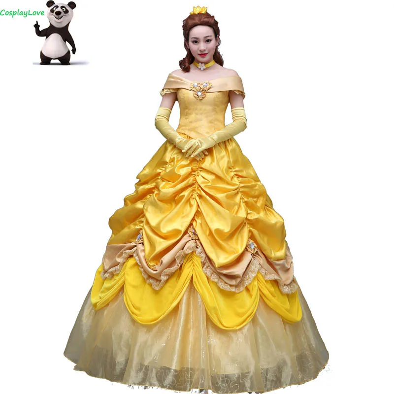 «Красавица и Чудовище» на заказ; желтое платье принцессы Белль для взрослых; Карнавальный костюм для детей и взрослых женщин - Цвет: Многоцветный