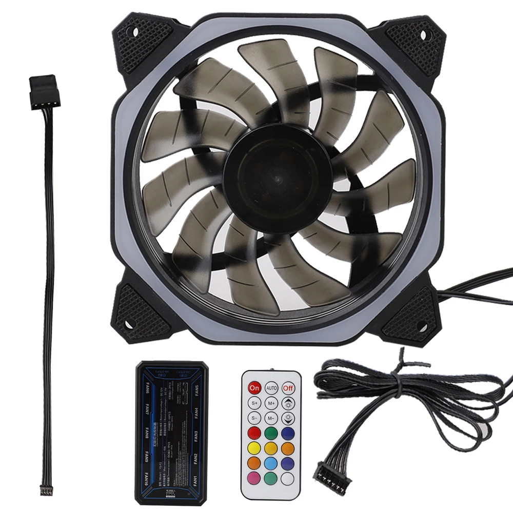 

8 Fans Computer Case PC Cooling Fan RGB Adjust LED 120mm Quiet + IR Remote New Computer Cooler Cooling RGB Case Fan For CPU
