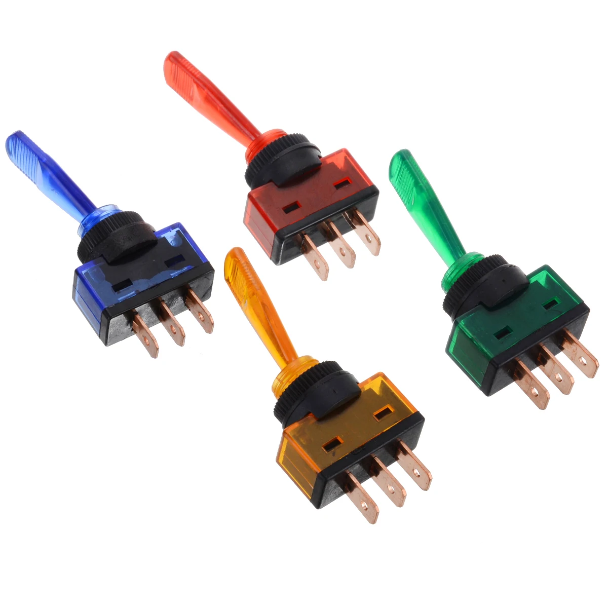 

3Pin LED Rocker Switch 4pcs/set 12V LED Car Boat Marine Toggle Rocker Switch 3 Pin On/Off SPST Switches